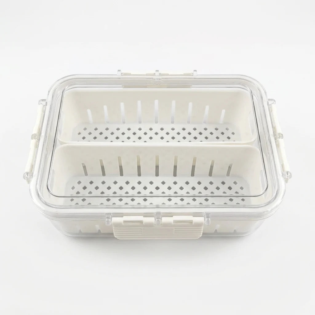  2 Section Plastic Snack Storage Container with Lid 